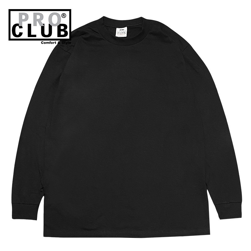 画像1: PRO CLUB プロクラブ 6.5 OZ HEAVYWEIGHT ロングスリーブTシャツ (BLACK) (1)