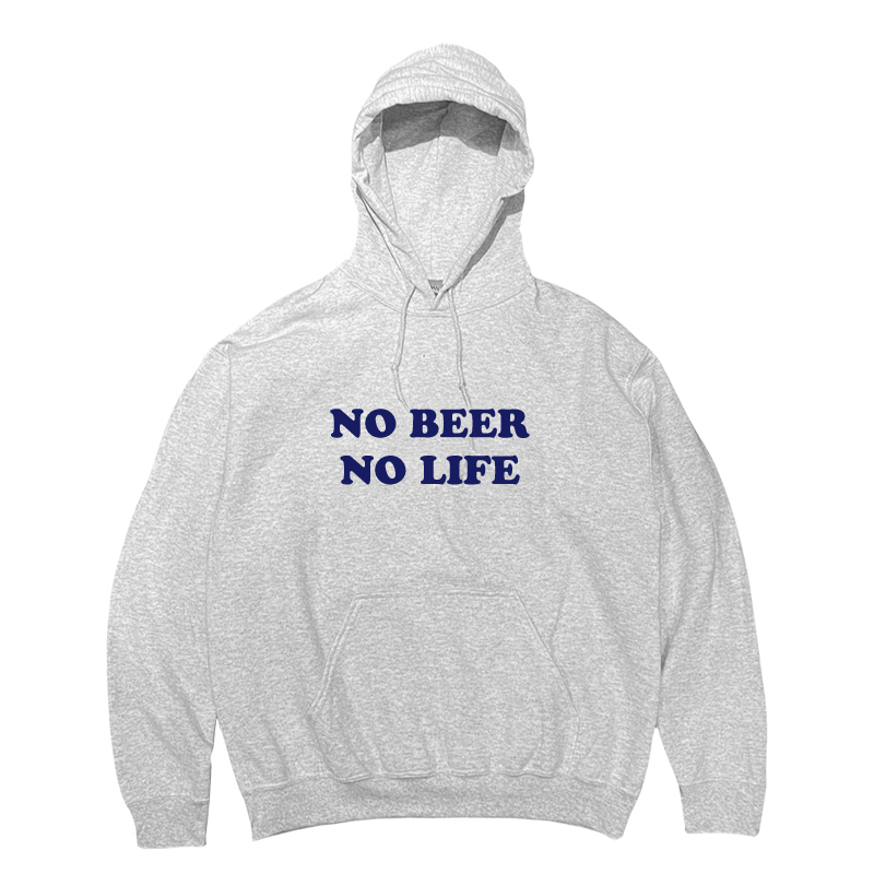 【SALE】NO BEER NO LIFE HOODIE (ASH/NAVY)