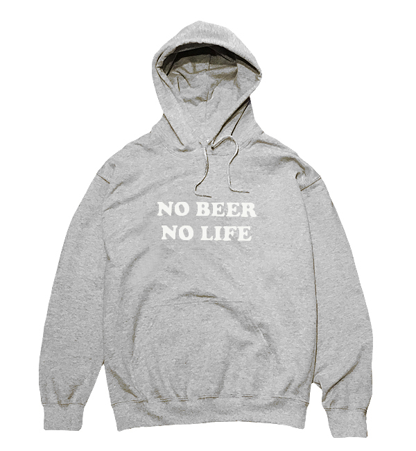 【SALE】NO BEER NO LIFE HOODIE (HEATHER GREY/WHITE)