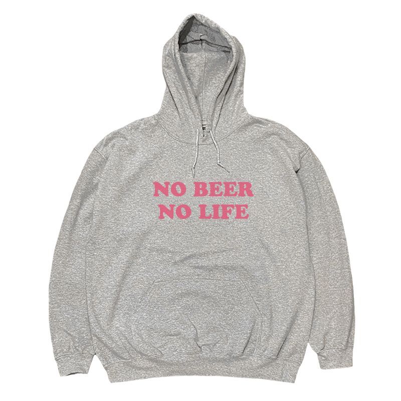 【SALE】NO BEER NO LIFE HOODIE (HEATHER GREY/ROSE PINK)