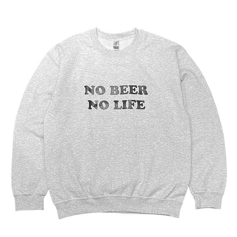 【SALE】NO BEER NO LIFE CREWNECK (ASH/BLACK)