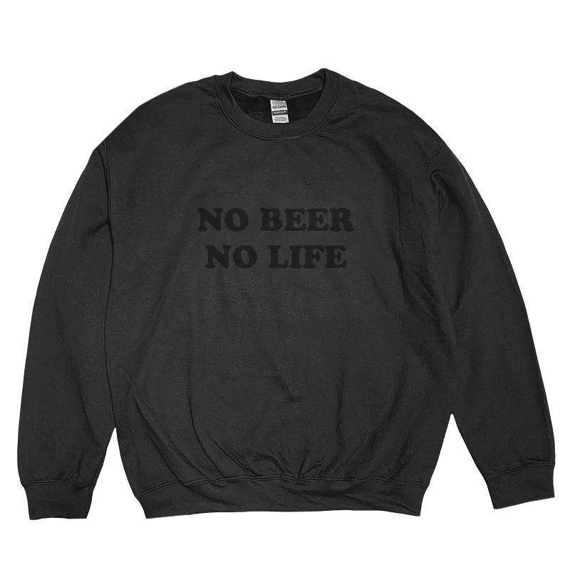 【SALE】NO BEER NO LIFE CREWNECK (BLACK/BLACK)