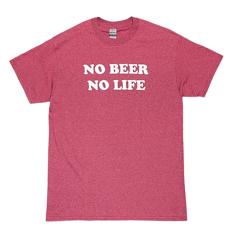 NO BEER NO LIFE Tシャツ (HEATHER CARDINAL)