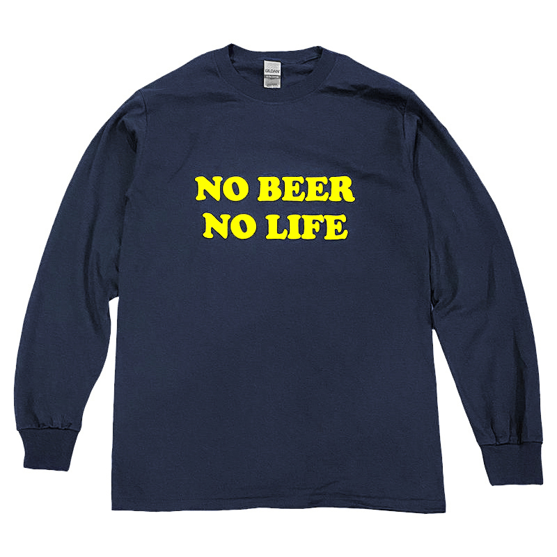 NO BEER NO LIFE ロングスリーブTシャツ (NAVY/YELLOW)