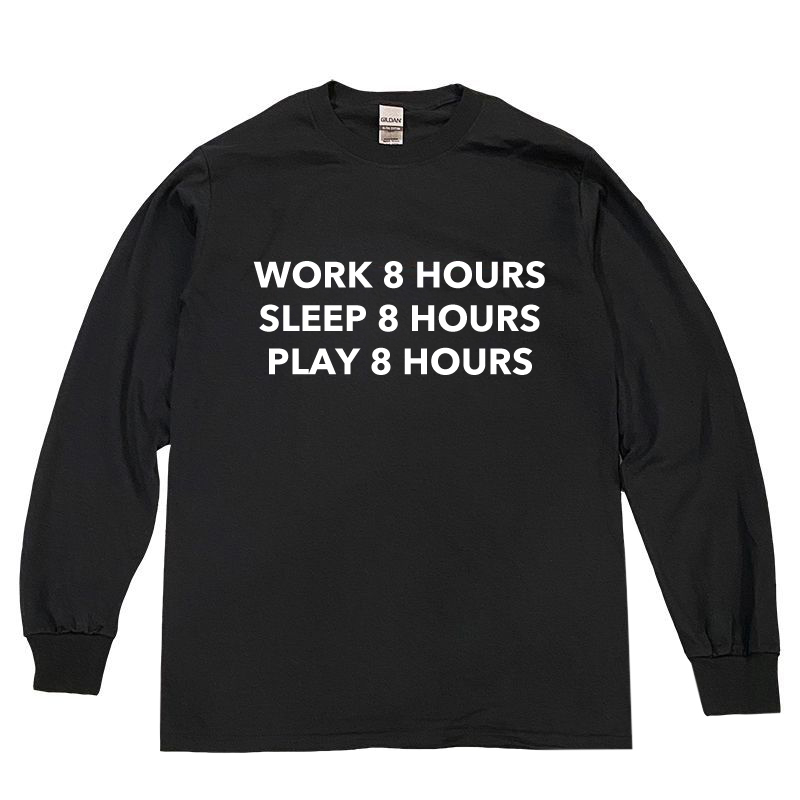 8 HOURS ロングスリーブTシャツ (BLACK) | CRIME ONLINE STORE