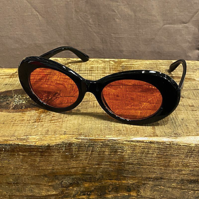 KURT COBAIN STYLE OVAL SUNGLASS / カート・コバーン オーバル・サングラス (BLACK/ORANGE)