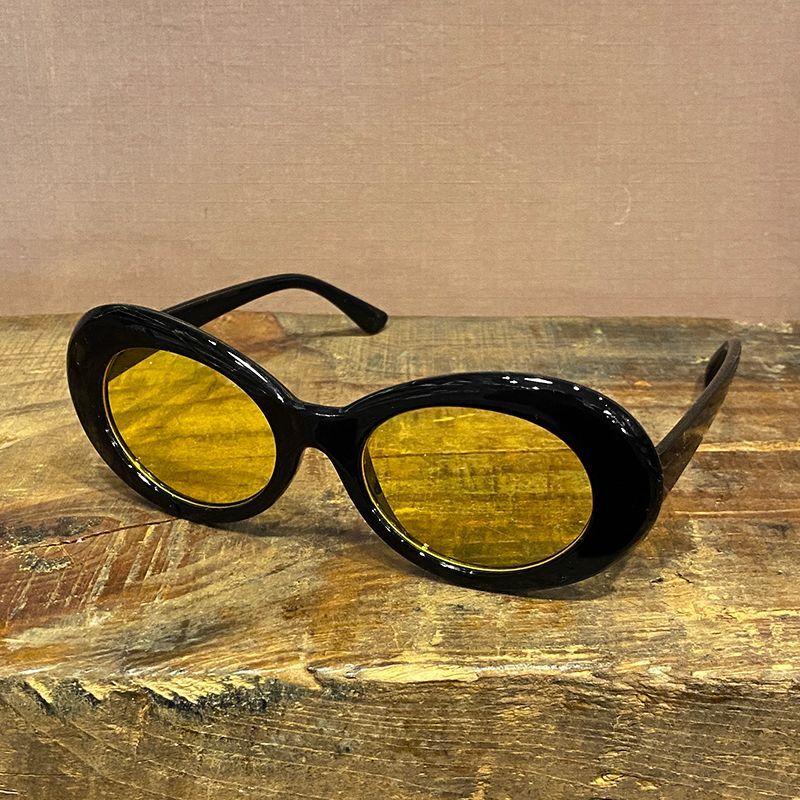 KURT COBAIN STYLE OVAL SUNGLASS / カート・コバーン オーバル・サングラス (BLACK/YELLOW)