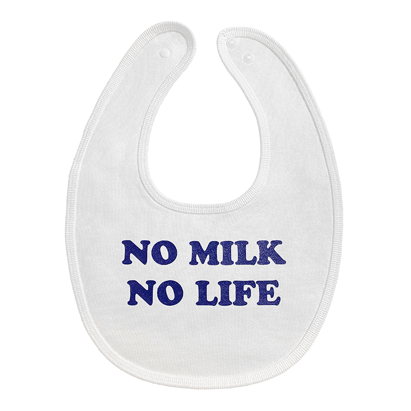 NO MILK NO LIFE ベビースタイ・ビブ  (WHITE/NAVY)